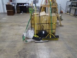 BROOMS, SHOVELS, DUST PAN, SQUEEGEE, DUST MOP & TRASH CAN