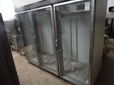 3 DOOR GLASS REFRIGERATOR W/NEW COMPRESSOR