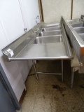 S/S 3 BAY SINK W/WINGS & FAUCET