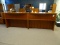 RECEPTIONIST DESK 6- WOOD FILE CABINETS, 3-BOOKSHELVES, 4-3 DR FILE CABINETS