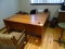 DESK, 2 DOOR CABINET, 2-3DRAWER FILE CABINETS, 2-BOOKSHELVES, EXC CHAIR, 4-SIDE CHAIRS,