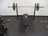 WEIGHT BENCH W/BAR & 4-PLATES, (2-45#) & (2-25#)