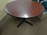 ROUND TABLE, 3-CHAIRS, 2-BOOK SHELF’S, HEATER, VAC, MINI REFRIGERATOR, MICROWAVE,