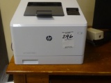 HP PRINTER M452 NW, PENCIL SHARPENER, CLOCK, SHREDDER, TOWER FAN,