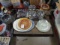SERVING DISHES, FLATWARE, DOUBLE BOILER POTS & CROCK POT