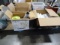 FOOD SAVER W/BAGS, COOK BOOKS, FLATWARE, GLASSES, KNIVES, SAUCE PAN, BELTS & MISC