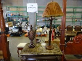 DECORATIVE PLATE, VASE, LAMP & URN, DECORATIVE LOOKING PIECE (X4)