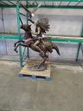 BRONZE STATUE   (INDIAN ON HORSE W/EAGLE)