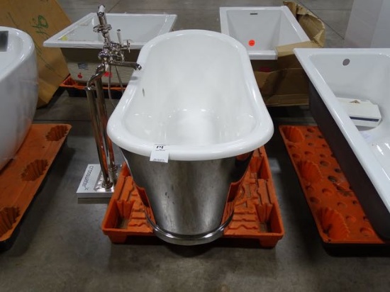 CROSS WATER TUB W/CHROME OUTSIDE 66” X 30” X 26” W/CROSS WATER FAUCET (RETAIL $5000)