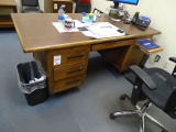 DESK, CREDENZA, EXC CHAIR, 2-SIDE CHAIRS & TABLE