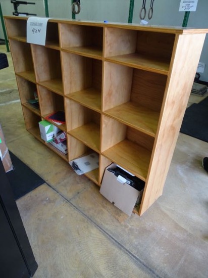 16 HOLE CUBBY SHELF W/CONTENTS