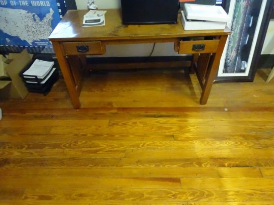 2-LIBRARY DESK W/FLOOR LAMP & PLASTIC SHELF