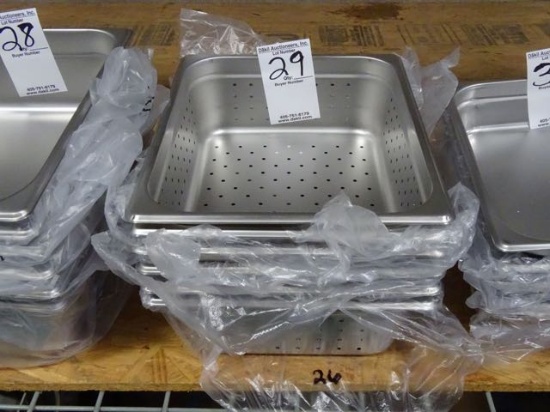 NEW HALF SIZE 4" DEEP PERFORATED STEAM PANS (X6)