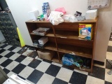 BOOKSHELF W/COFFEE POT, PART, TISSUES & MISC X1