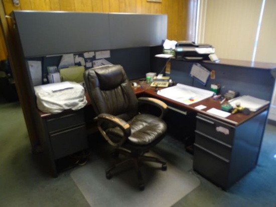 L-SHAPED DESK W/HUTCH & EXEC. CHAIR