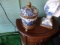 BLUE & WHITE W/BRASS VASE  RETAIL $504