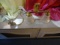 SCONCES W/GLASS, BRASS & PORCELAIN (X2)  RETAIL $230