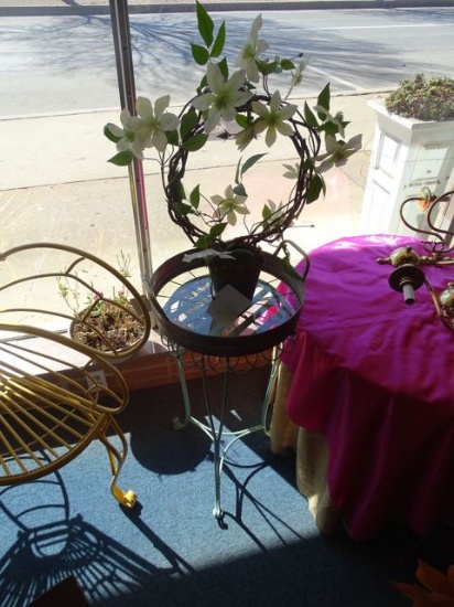 FLOWER BASKET, TRAY & PLANT STAND (X3)  RETAIL $80