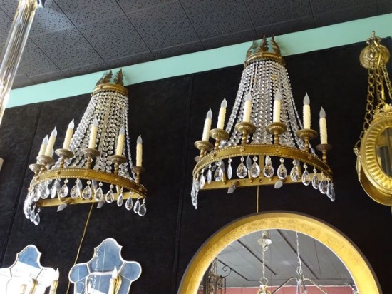 ANTIQUE SCONCES 15/LIGHT (X2)  CAN GROUP TO MAKE CHANDELIER  RETAIL$860