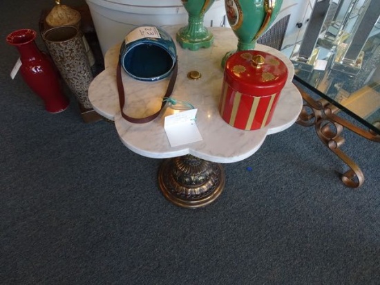 BRASS W/MARBLE TABLE  RETAIL $225