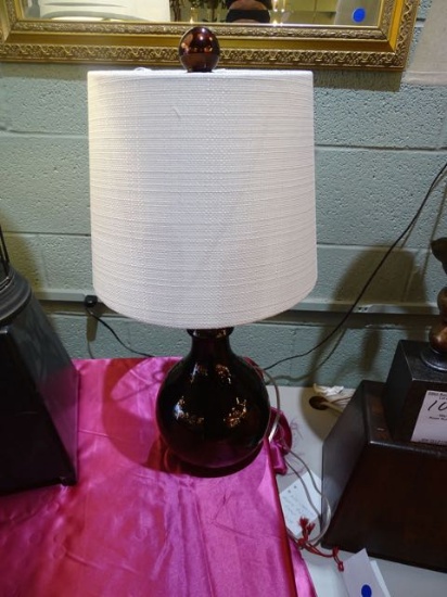 PURPLE GLASS LAMP  RETAIL $155