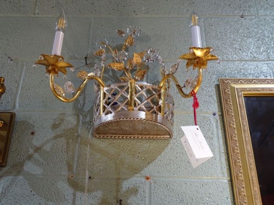 SCONCE ITALIAN METAL & CRYSTAL (X2)  RETAIL $1100
