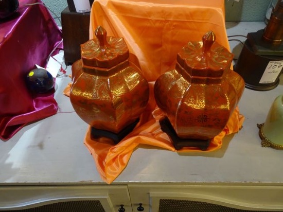 PORCELAIN JARS W/LIDS (X2)  RETAIL $325