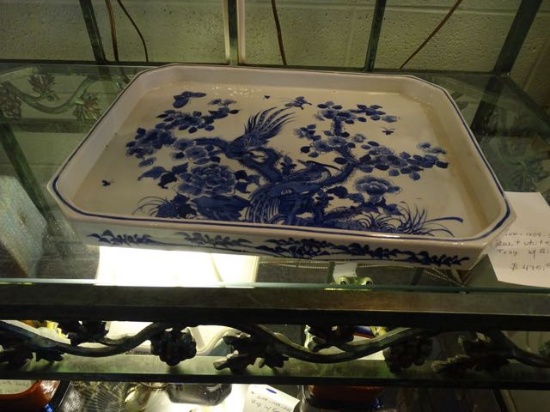 PORCELAIN TRAY BLUE & WHITE  RETAIL $470