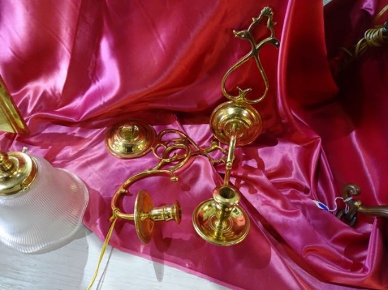 BRASS CANDLE SCONCES (X2)  RETAIL $125