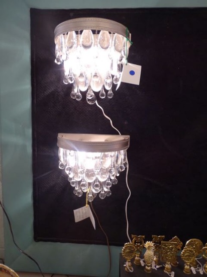 SCONCES NICKEL & CRYSTAL 2/LIGHT (X2)  RETAIL $247