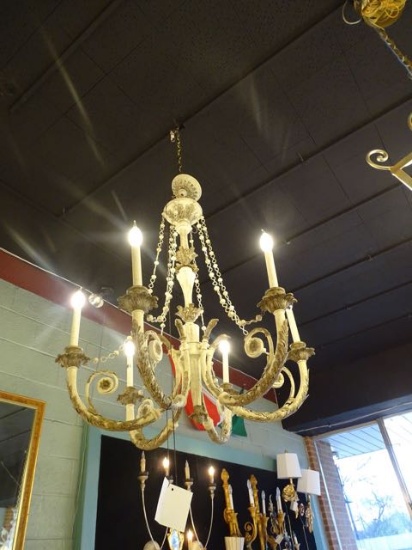 CHANDELIER METAL & WHITE WASHED 6/LIGHT  RETAIL $1200