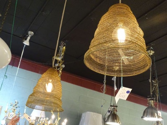 PENDANT LIGHTS METAL MESH (X2)  RETAIL $195