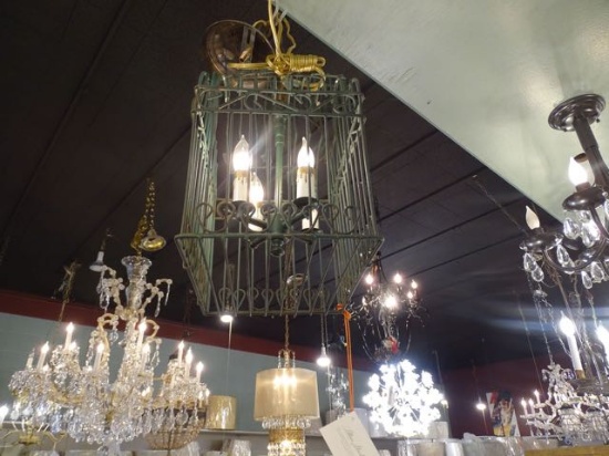 HANGING LIGHT BIRD CAGE METAL RETAIL $230