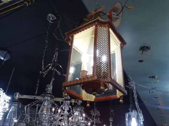 HANGING LIGHT ITALIAN METAL HAND PAINTED  RETAIL $2437