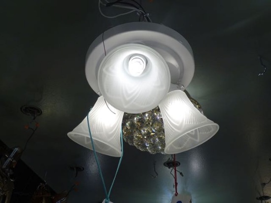 CEILING MOUNT METAL WHITE GLOBE 3/LIGHT  RETAIL $89