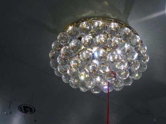 CEILING MOUNT GOLD W/CRYSTAL BALLS 4/LIGHT  RETAIL $252