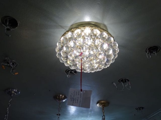CEILING MOUNT GOLD W/CRYSTAL BALLS 4/LIGHT  RETAIL $252