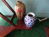 CERAMIC TALL VASE BLUE & WHITE (X2)  RETAIL $140