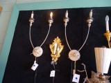 SCONCE METAL & CREAM  2/LIGHT (X2)  RETAIL $292