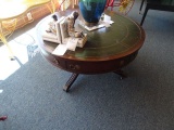 DUNCAN PHYFE DRUM TABLE W/LEATHER TOP  RETAIL $700