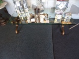 MID CENTURY CLASSIC TABLE W/GLASS TOP  RETAIL $1200
