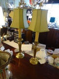 BRASS CANDLE STICK PINK & GREEN (X2)  RETAIL $159