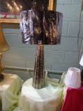 BLACK MIKA W/GOLD LEAF LAMP  RETAIL $470