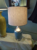 BLUE CERAMIC W/SILVER LEAF LAMP RETAIL $148
