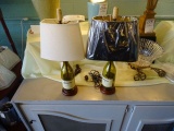 LILLIAN STRICKLER WINE BOTTLE LAMPS (X2)