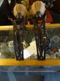 SCONCE DARK METAL W/GLOBES (X2)  RETAIL $262
