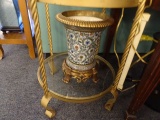 PORCELAIN BRASS PLANTER  RETAIL $370