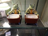 PORCELAIN FROGS HOLDING BASKET RETAIL $145