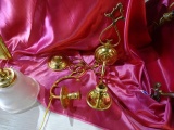 BRASS CANDLE SCONCES (X2)  RETAIL $125