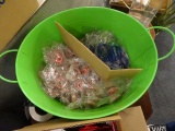 PENS, TAPE MEASURE, LETTER OPENERS W/TUB
